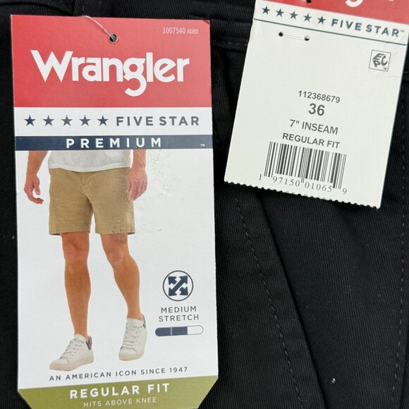 Wrangler Men's Five Star Premium Stretch Regular Fit Black Shorts Size 36x7 NWT - Picture 5 of 11